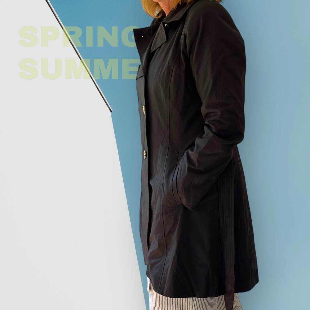 Luxurious Black Trench Coat by CeCe - Picture 10 of 16